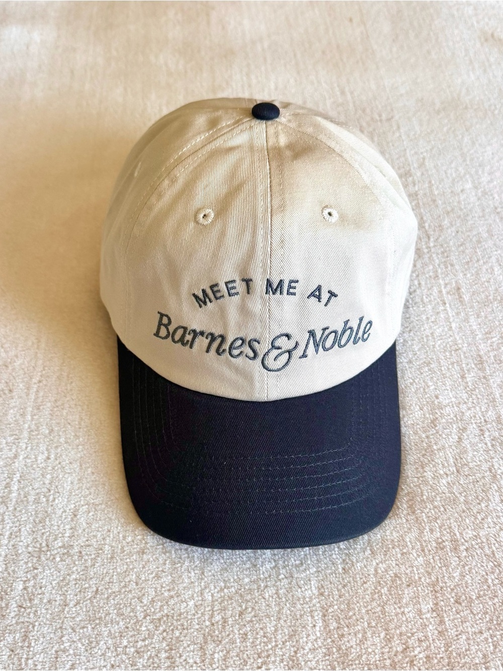Barnes & Noble "Meet Me At Barnes & Noble" Two-Tone Baseball Cap - Beige & Navy